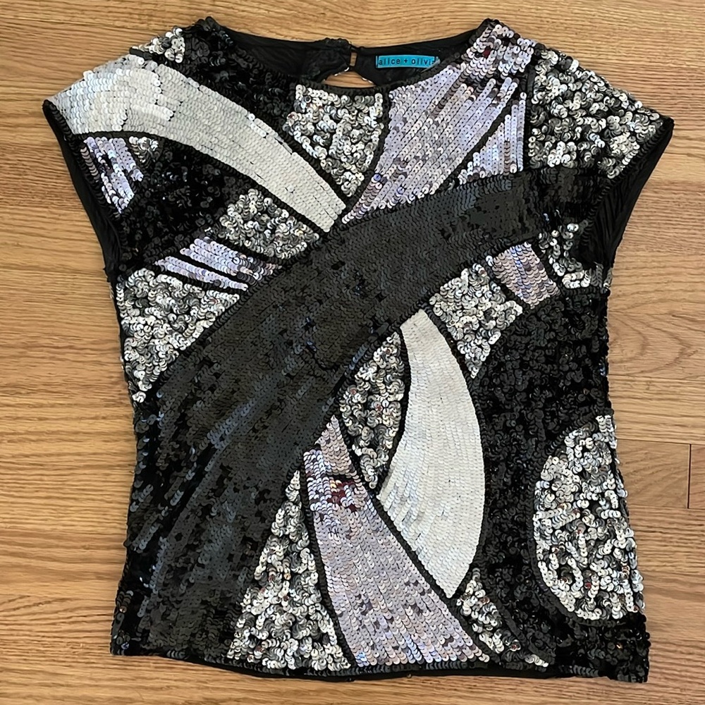 Alice and Olivia Sequin Top
